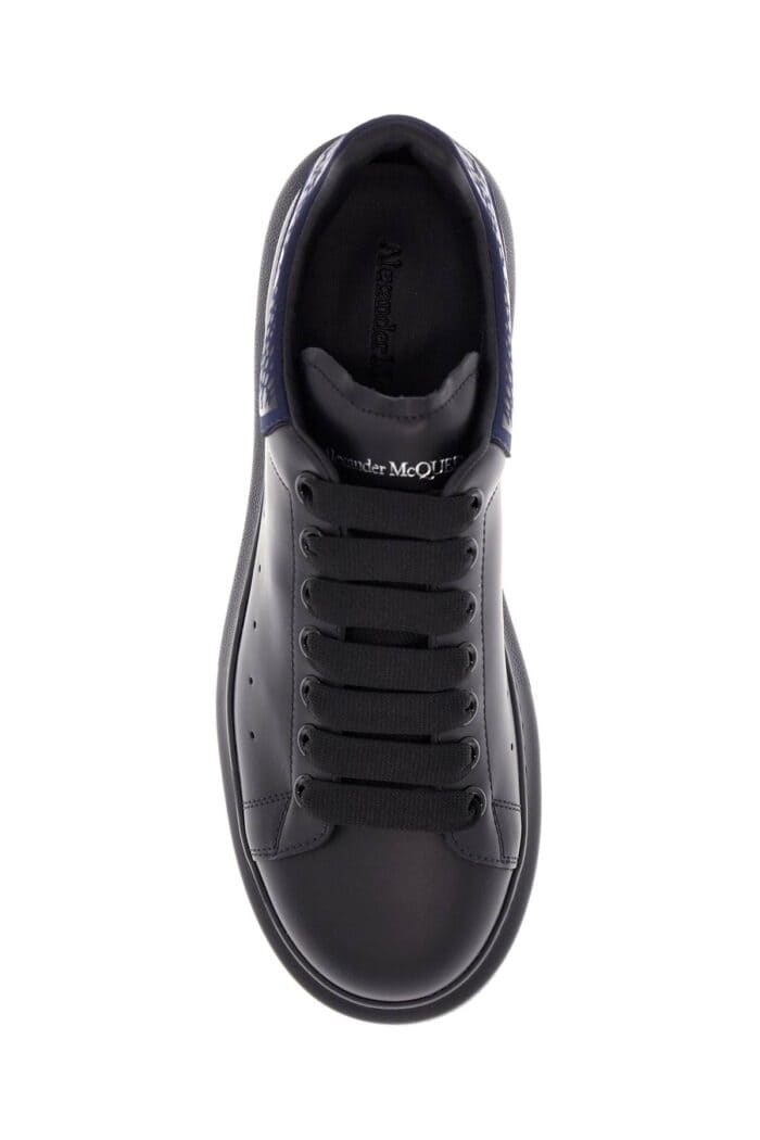 ALEXANDER MCQUEEN Men's Sneakers Black And Navy Blue Calfskin With Thick Rubber Sole