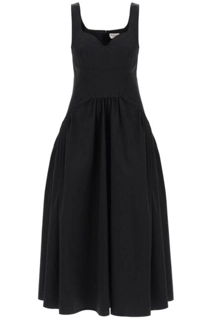 Alexander Mcqueen Midi Poplin Dress In