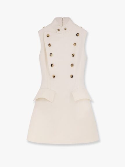 Alexander Mcqueen Mini Dress With Panier In Bone