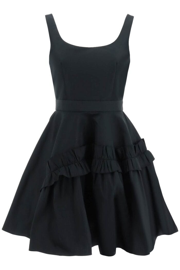 Alexander Mcqueen Mini Faille Dress With Oversized Ruffle