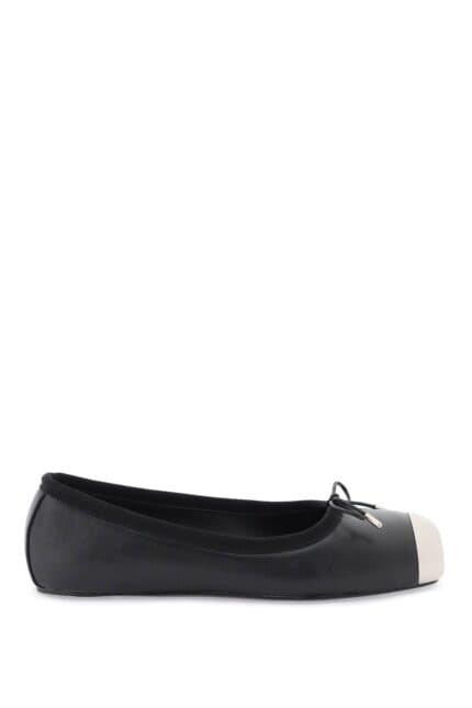 Alexander Mcqueen Nappa Leather Ballet Flats With Metallic Toe