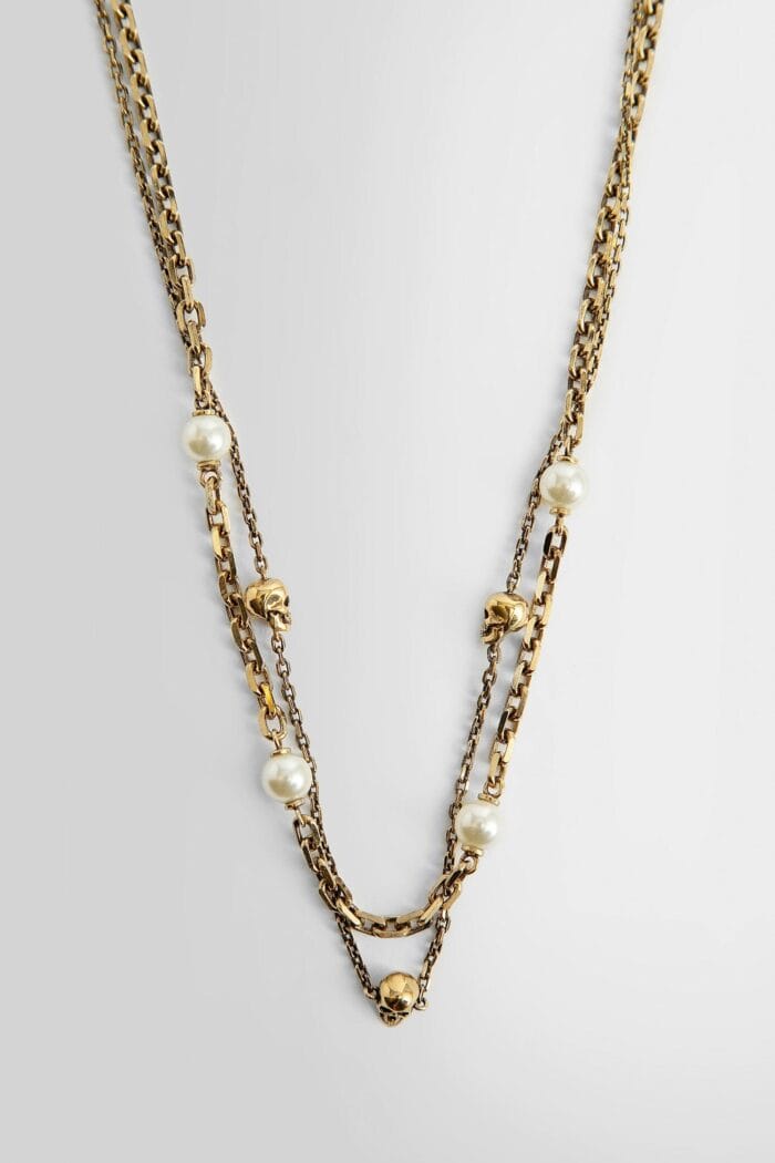 ALEXANDER MCQUEEN Pearl Skull Chain Necklace