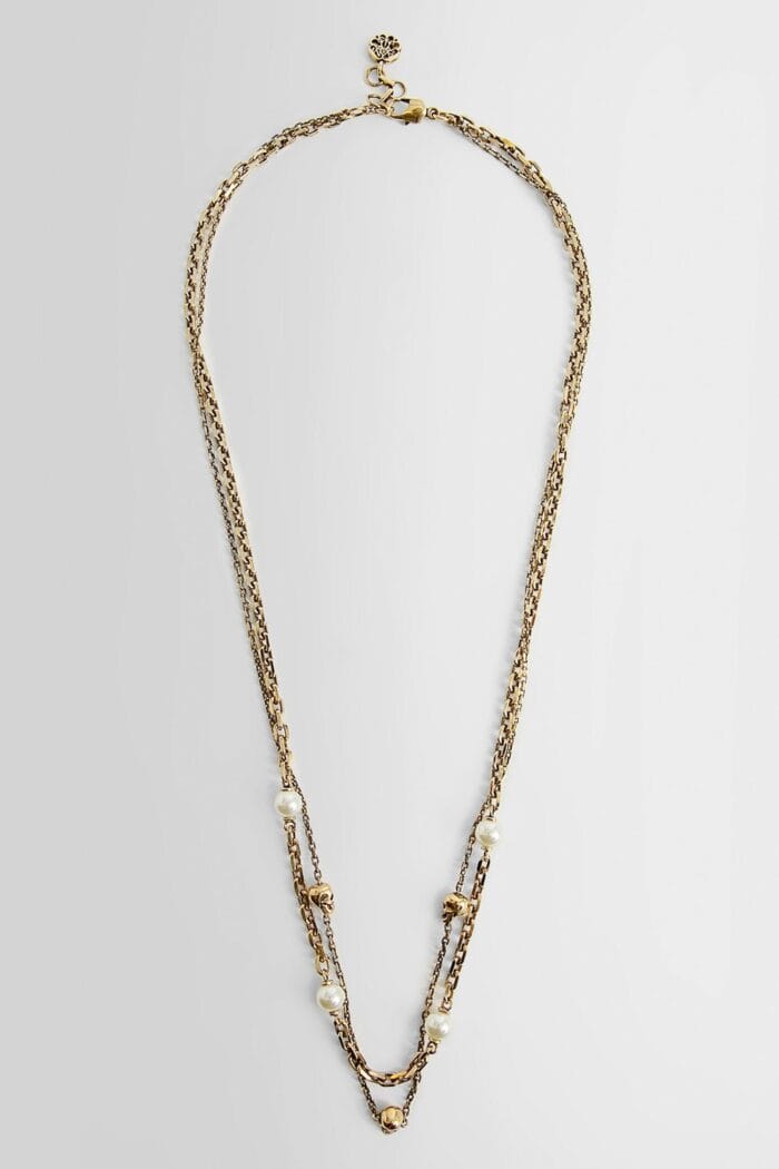 ALEXANDER MCQUEEN Pearl Skull Chain Necklace