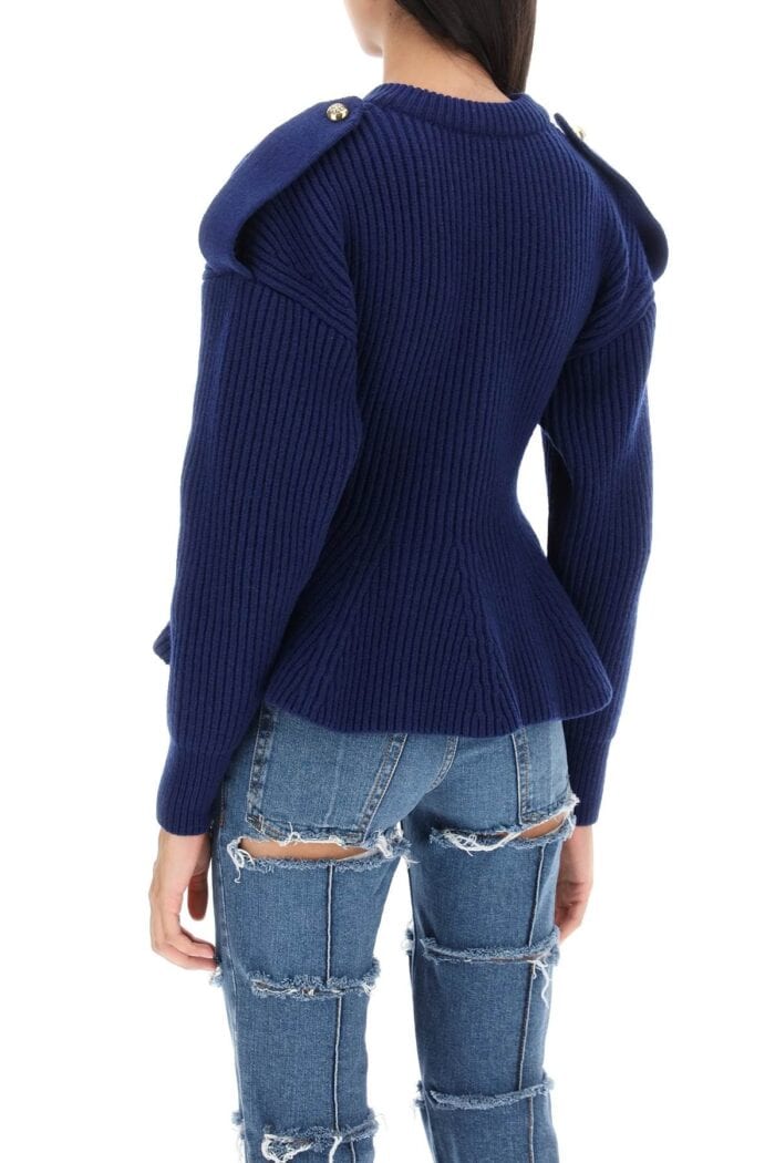 Alexander Mcqueen Ribbed Peplum Cardigan