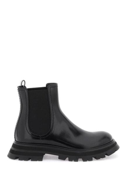 Alexander Mcqueen Shiny Leather Chelsea Boots