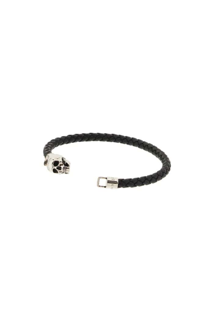 Alexander Mcqueen Skull Braided Leather Bracelet