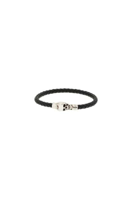 Alexander Mcqueen Skull Braided Leather Bracelet