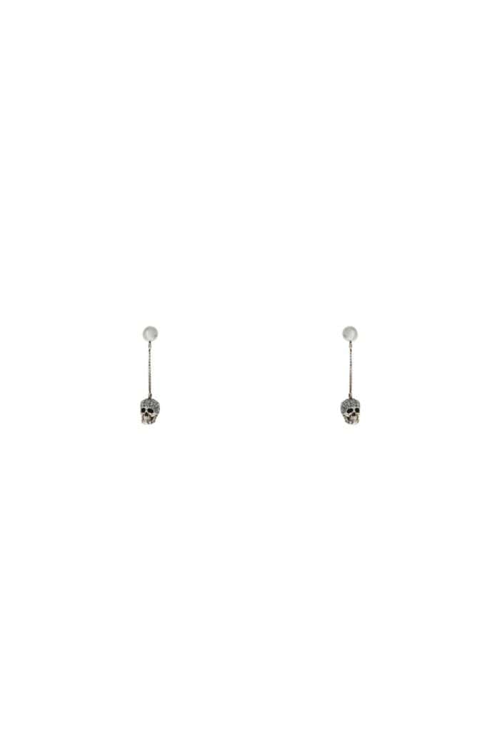 ALEXANDER MCQUEEN Skull Earrings With Pav And Chain