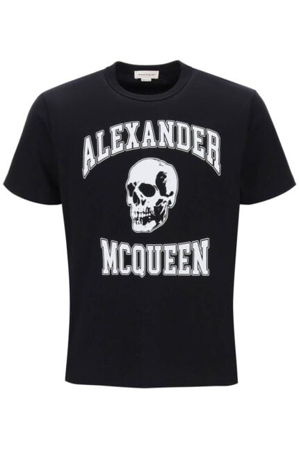 Alexander Mcqueen T-shirt With Varsity Logo And Skull Print