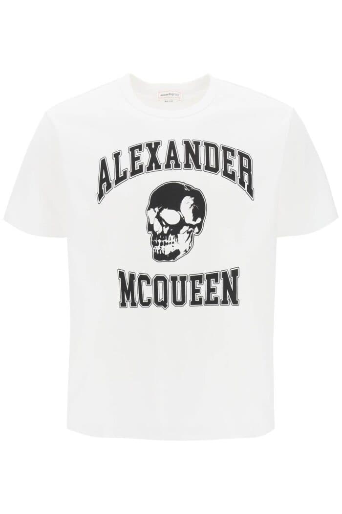 Alexander Mcqueen T-shirt With Varsity Logo And Skull Print