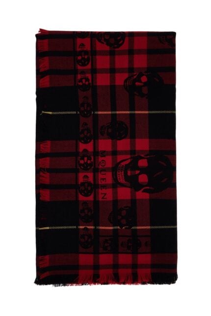 ALEXANDER MCQUEEN Tartan Wool Skull Scarf In