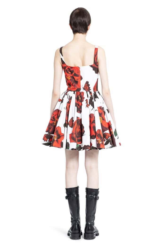 ALEXANDER MCQUEEN Tudor Rose Print Peplum Dress