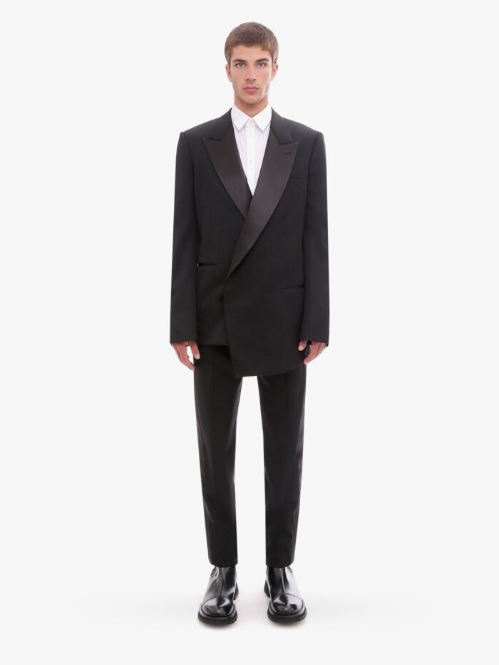 Alexander Mcqueen Wool Tuxedo Trouser With Satin Details