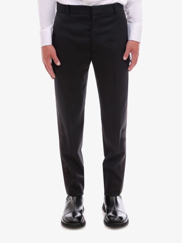 Alexander Mcqueen Wool Tuxedo Trouser With Satin Details