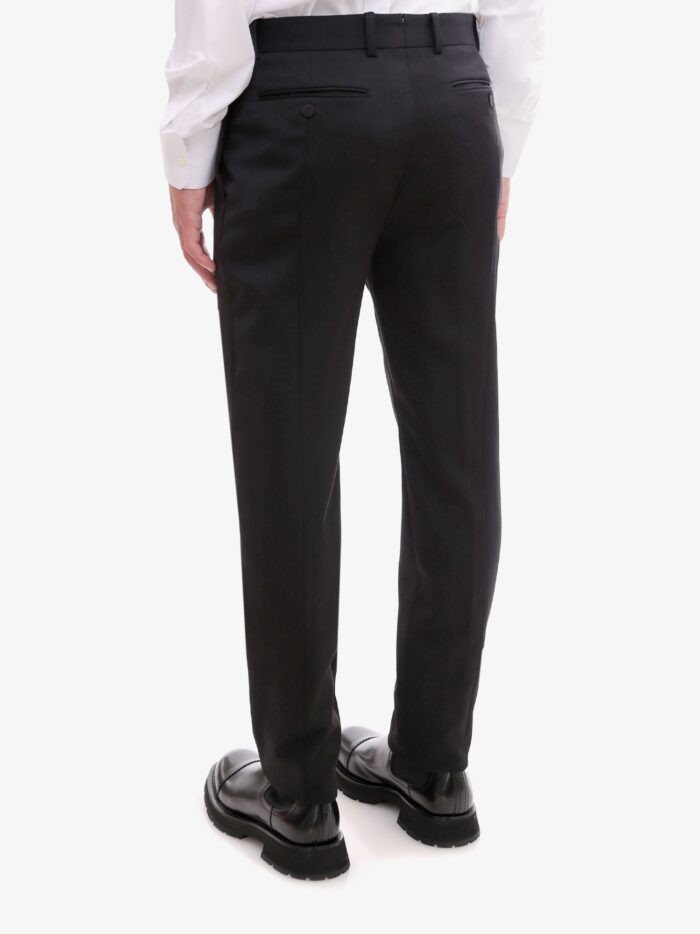 Alexander Mcqueen Wool Tuxedo Trouser With Satin Details
