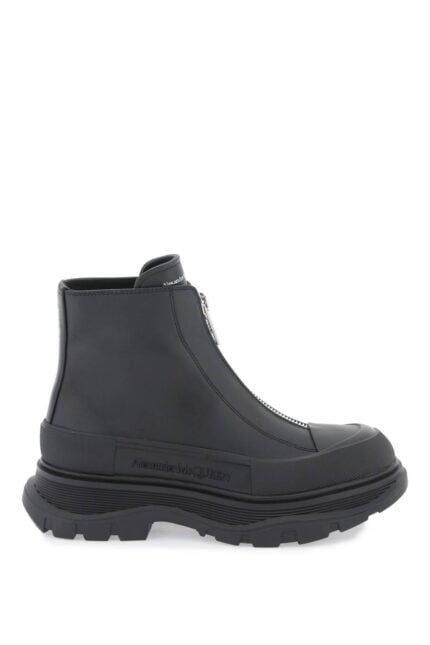 Alexander Mcqueen Zip Tread Slick Ankle Boots