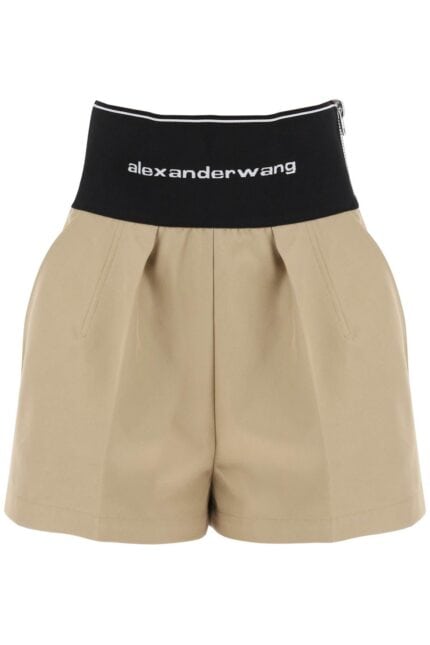 ALEXANDER WANG Cotton And Nylon Shorts With Branded Waistband