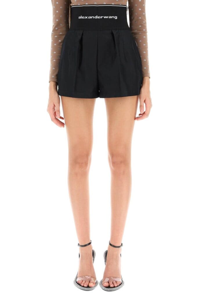 ALEXANDER WANG Cotton And Nylon Shorts With Branded Waistband