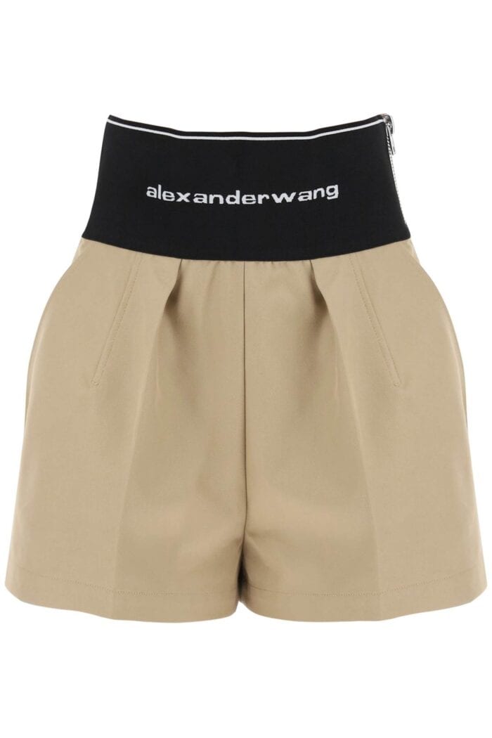 ALEXANDER WANG Cotton And Nylon Shorts With Branded Waistband