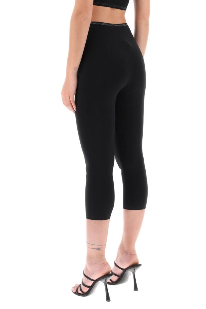 ALEXANDER WANG Cropped Leggings With Crystal-studded Logoed Band