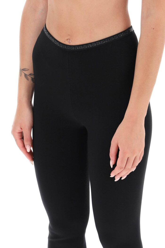 ALEXANDER WANG Cropped Leggings With Crystal-studded Logoed Band