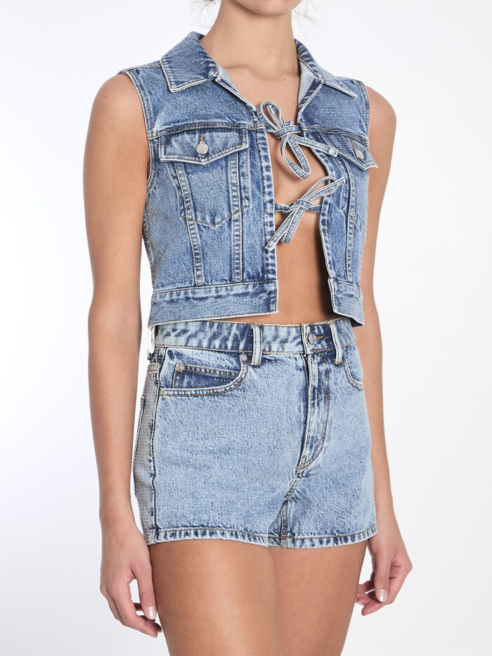 Alexander Wang Cropped vest with bows and crystals