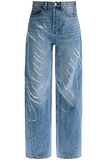 ALEXANDER WANG Distressed Jeans With Lettering Logo