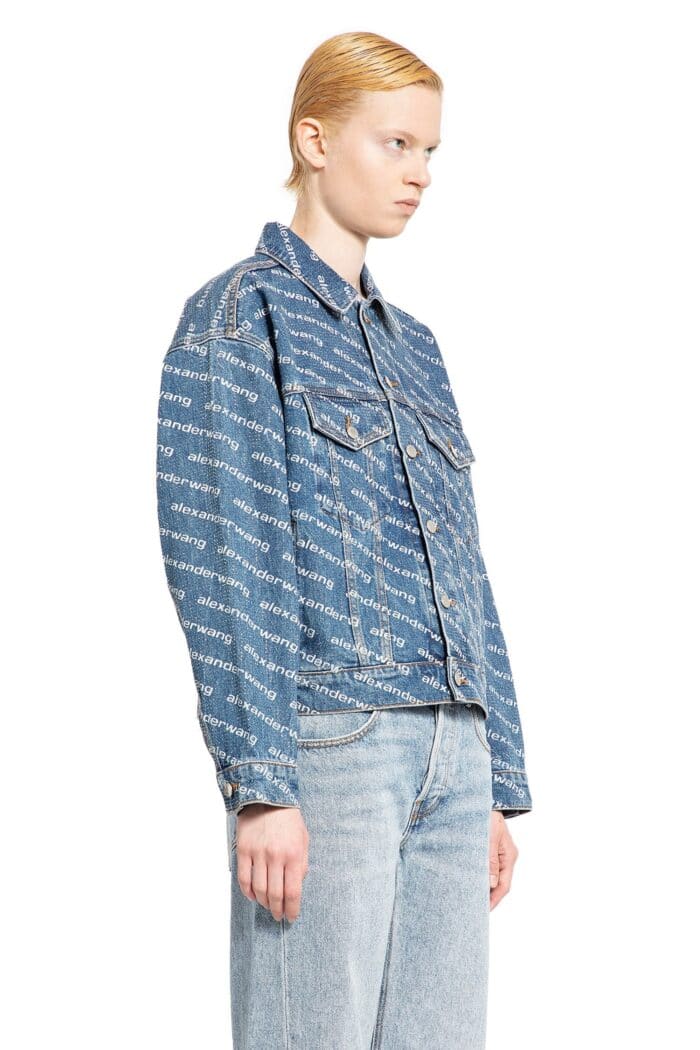 ALEXANDER WANG Logo Crystal Hotfix Denim Jacket