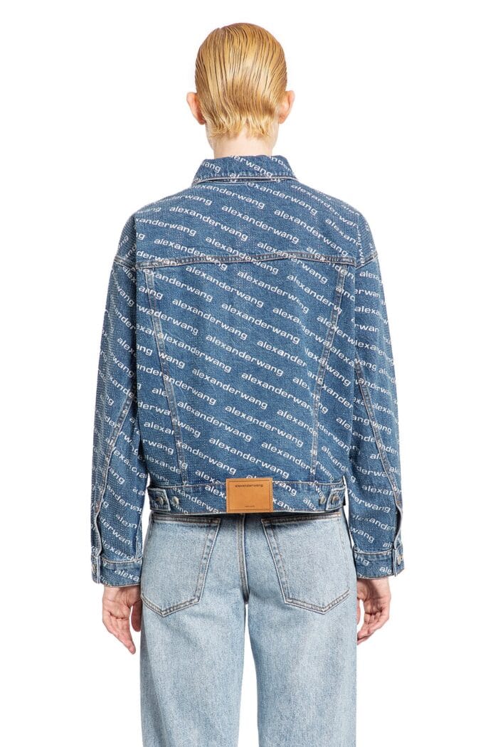 ALEXANDER WANG Logo Crystal Hotfix Denim Jacket