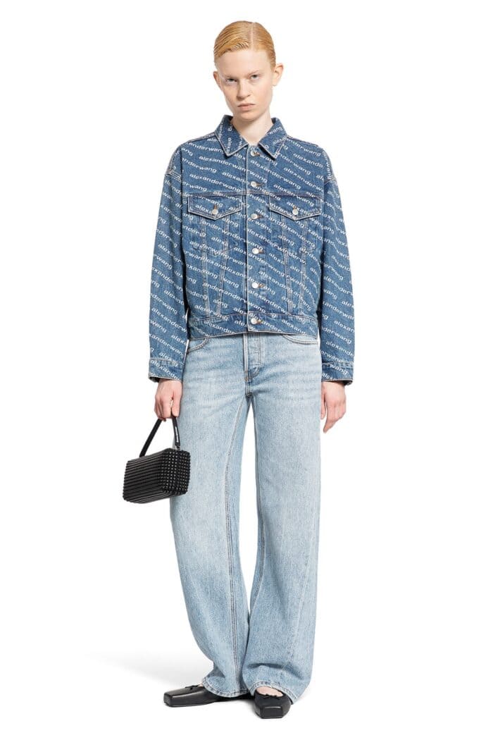 ALEXANDER WANG Logo Crystal Hotfix Denim Jacket