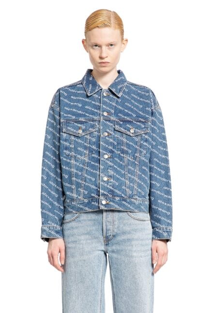 ALEXANDER WANG Logo Crystal Hotfix Denim Jacket