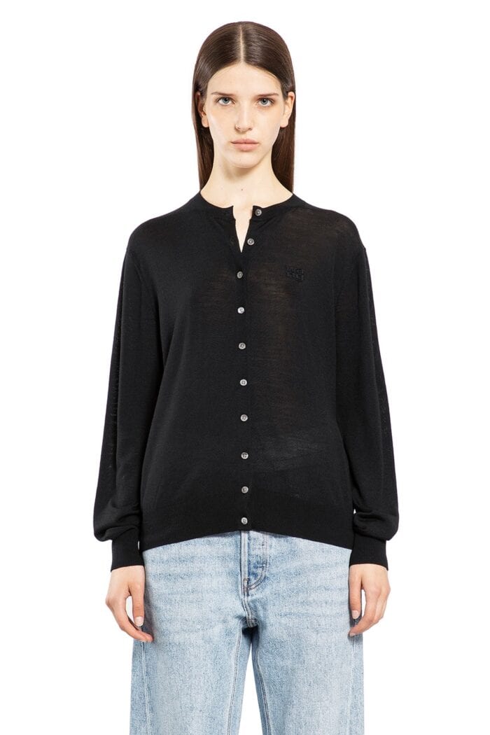 ALEXANDER WANG Logo-embossed Cardigan In Superfine Merino Wool