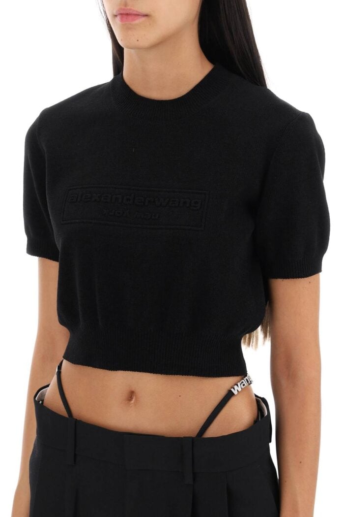 ALEXANDER WANG Logo Embossed Crop Top