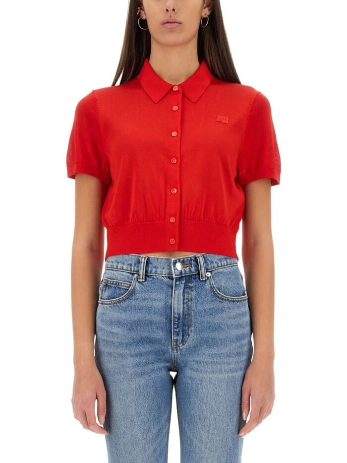 ALEXANDERWANG.T CROPPED POLO CARDIGAN