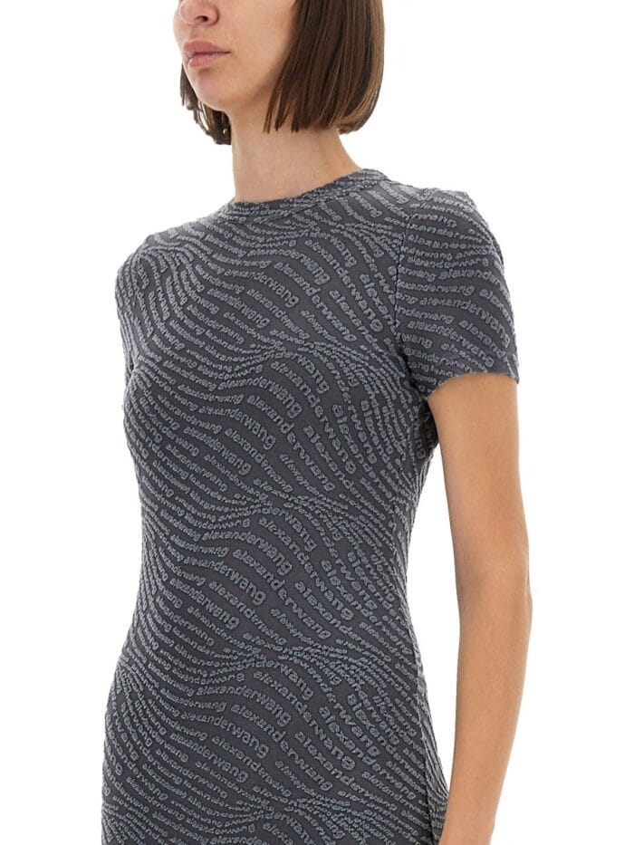 ALEXANDERWANG.T JACQUARD MINI DRESS WITH LOGO