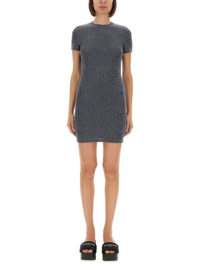 ALEXANDERWANG.T JACQUARD MINI DRESS WITH LOGO