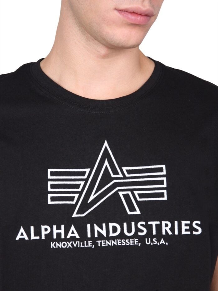 ALPHA INDUSTRIES T-SHIRT WITH EMBROIDERED LOGO