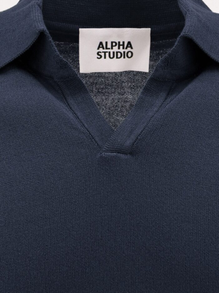 ALPHA-STUDIO Cotton Crepe Polo Shirt