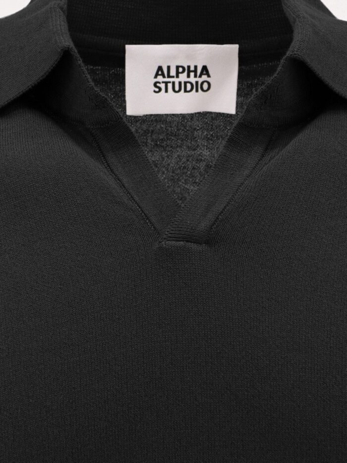 ALPHA-STUDIO Cotton Crepe Polo Shirt