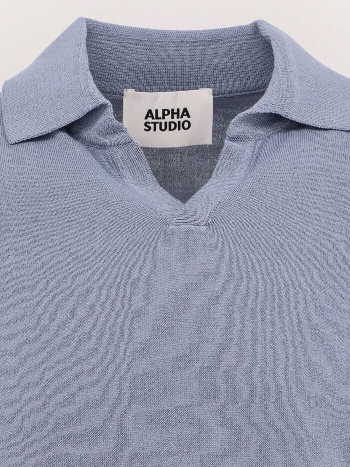 ALPHA-STUDIO Cotton Crepe Polo Shirt