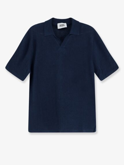 ALPHA-STUDIO Linen And Cotton Blend Polo Shirt