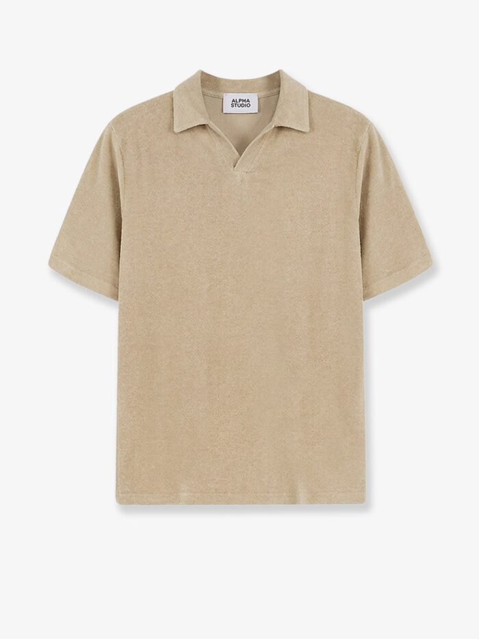 alpha studio linen and cotton blend polo shirt ALPHA-STUDIO Linen And Cotton Blend Polo Shirt