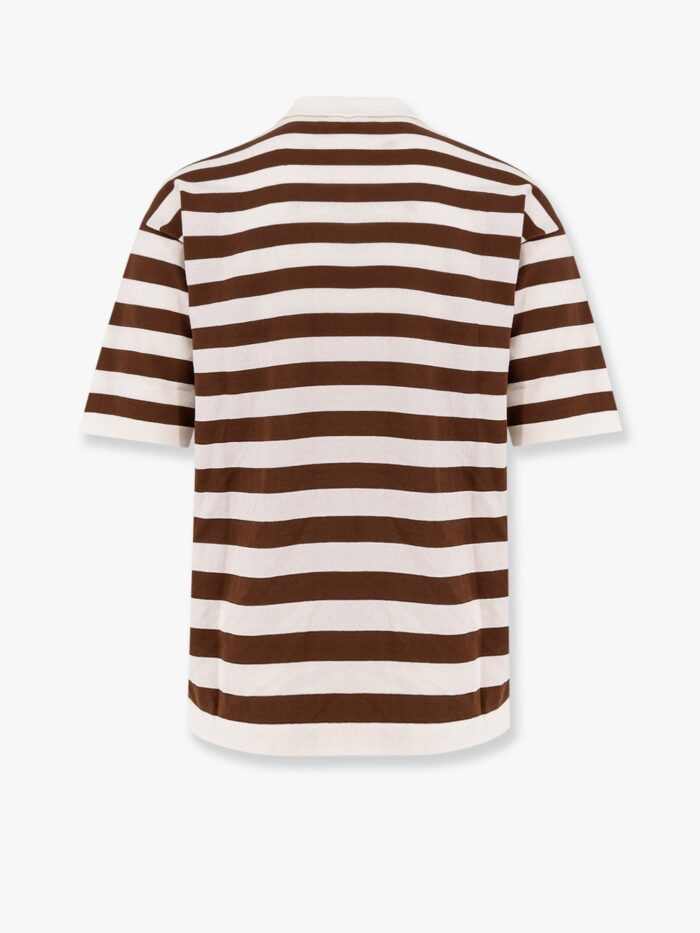 ALPHA-STUDIO Striped Cotton Crepe Polo Shirt