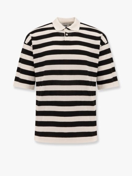 ALPHA-STUDIO Striped Cotton Crepe Polo Shirt