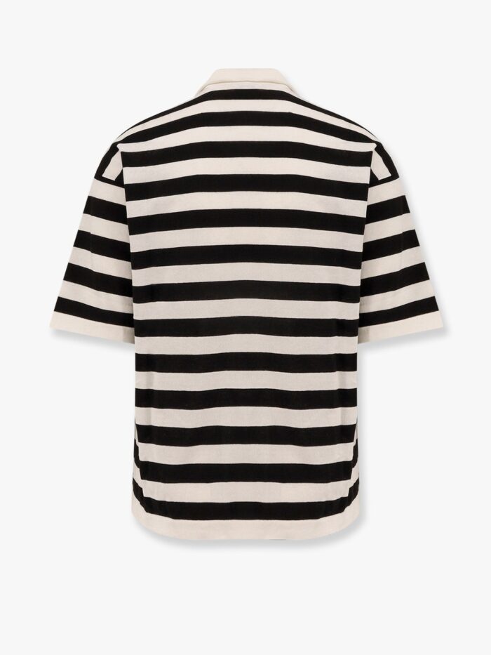 ALPHA-STUDIO Striped Cotton Crepe Polo Shirt