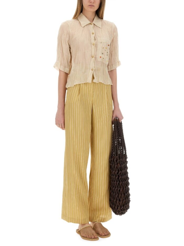 ALYSI COTTON GAUZE SHIRT WITH APPLIQUÉS