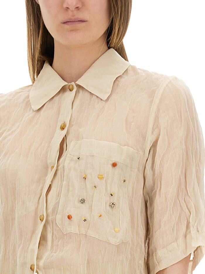 ALYSI COTTON GAUZE SHIRT WITH APPLIQUÉS