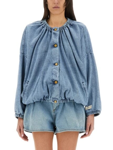 ALYSI DENIM BOMBER JACKET