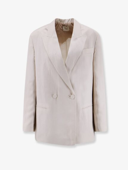 ALYSI Double-breasted Lyocell And Linen Blazer