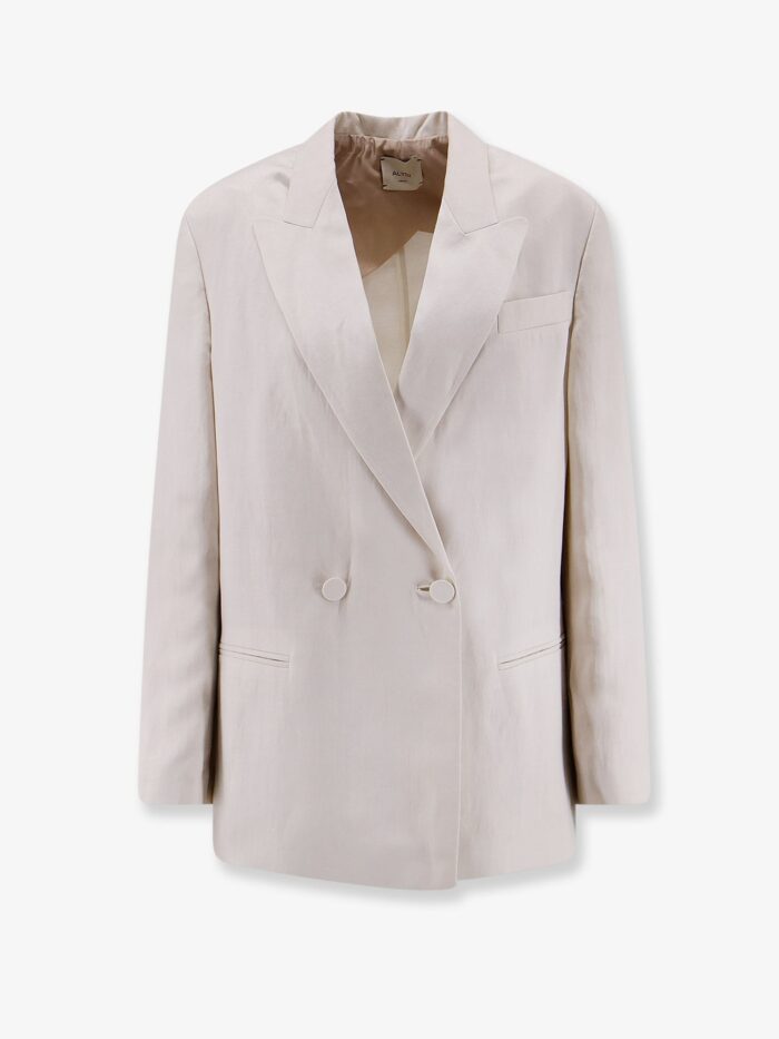 ALYSI Double-breasted Lyocell And Linen Blazer